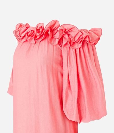 Vestido Midi Hombro a Hombro en Viscosa con Volado Voluminoso en el Escote 7