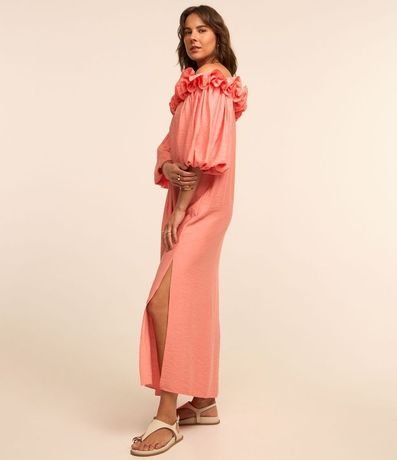 Vestido Midi Hombro a Hombro en Viscosa con Volado Voluminoso en el Escote 5