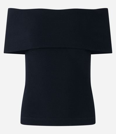 Blusa Hombro a Hombro en Rib con Escote Plegado 5
