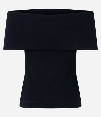 Blusa Hombro a Hombro en Rib con Escote Plegado 7
