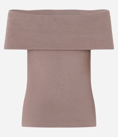 Blusa Hombro a Hombro en Rib con Escote Plegado 7