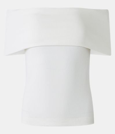 Blusa Hombro a Hombro en Rib con Escote Plegado 5