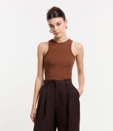 Blusa Musculosa Básica en Rib con Ligera Textura