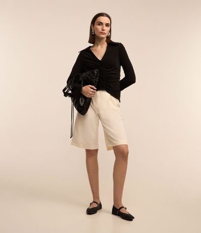 Camisa con Solapa en el Cuello y Detalle Fruncido Delantero 2