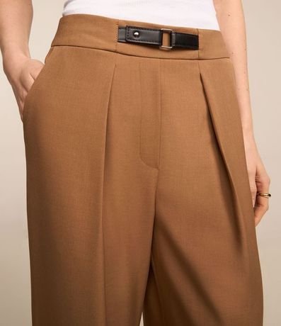 Pantalón Wide Leg Sastrería con Detalle de Cinturón en PU 4