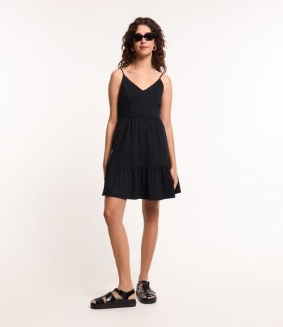 Vestido Corto en Algodón con Recorte y Asas Finas 2