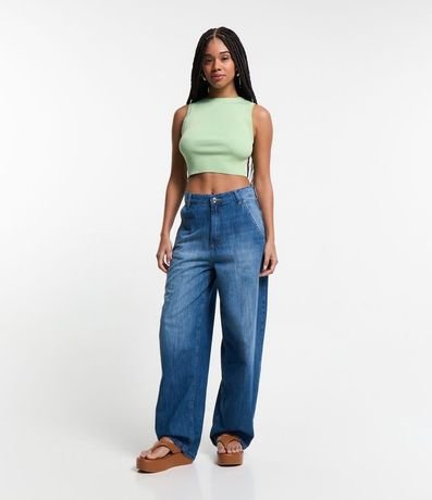 Blusa Musculosa Cropped en Viscosa Acanalada 2