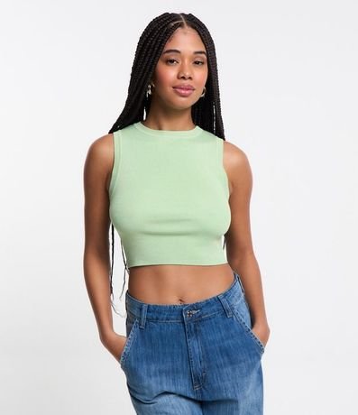 Blusa Musculosa Cropped en Viscosa Acanalada 4