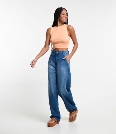 Blusa Musculosa Cropped en Viscosa Acanalada 2