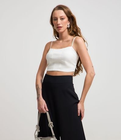 Blusa Cropped en Bengalina con Bretel Fino