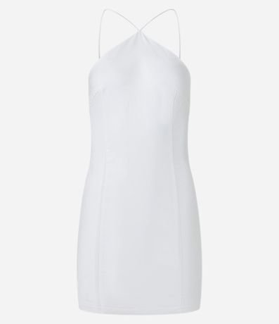 Vestido Corto en Bengalina con Escote Halter 4