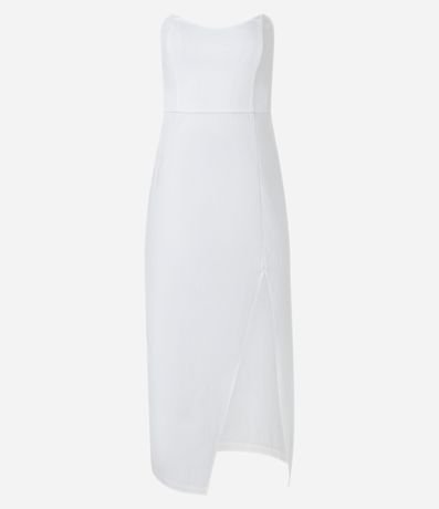 Vestido Midi sin Breteles en Bengalina con Abertura 4