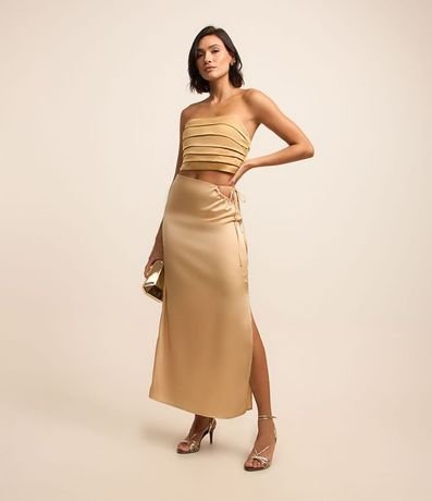 Blusa Cropped en Satén con Pliegues y Cremallera 3