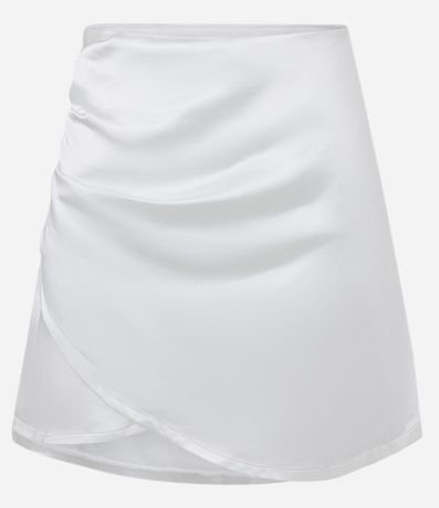 Pollera Corta Satinada y Traspasada con Fruncido Lateral 5