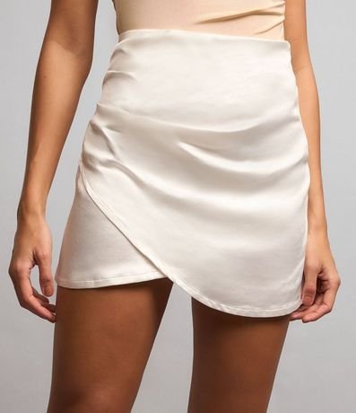 Pollera Corta Satinada y Traspasada con Fruncido Lateral 2