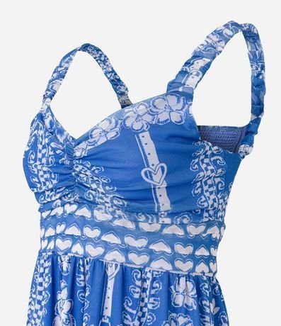 Vestido Midi en Tule con Escote Corazón y Estampa Étnica 6