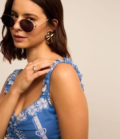 Vestido Midi en Tule con Escote Corazón y Estampa Étnica 4