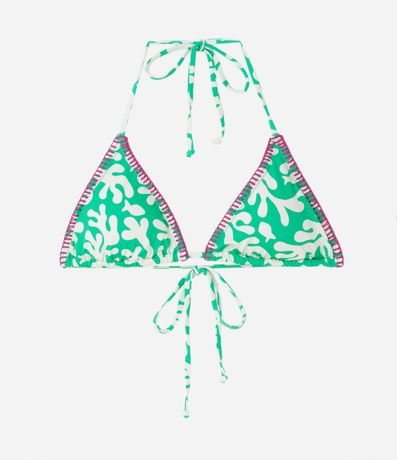 Bikini Top Triangular Fruncido en Poliamida con Pespuntes y Estampa de Algas 5