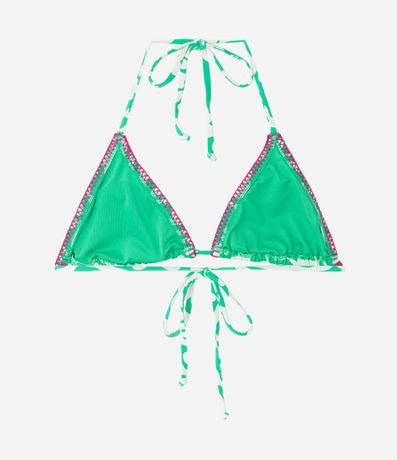 Bikini Top Triangular Fruncido en Poliamida con Pespuntes y Estampa de Algas 6