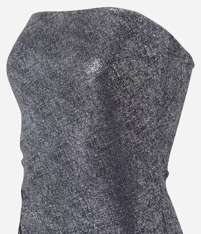 Vestido Midi sin Breteles en Tul Metalizado con Bajo Asimétrico 7