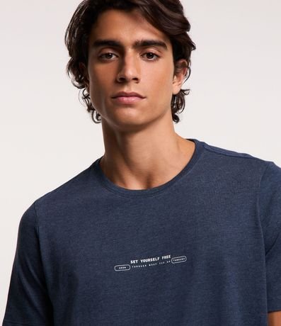 Remera Regular en Algodón y Lettering Set Yourself Free 4