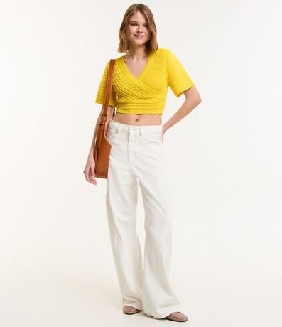Blusa Cropped de Punto Diferenciado y Manga Corta 2