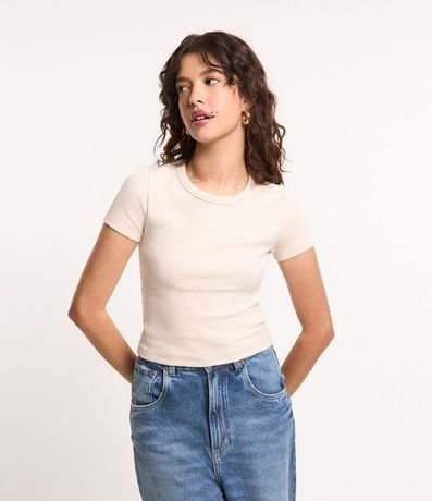 Blusa en Rib Acanalada con Manga Corta 1