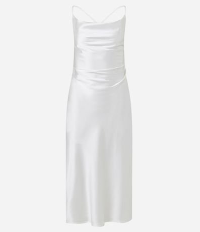 Vestido Midi en Satén con Escote Degagê y Lazo en la Espalda 6