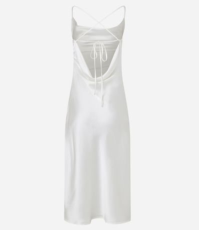 Vestido Midi en Satén con Escote Degagê y Lazo en la Espalda 7