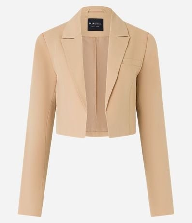 Blazer Cropped en Crepé con Bolsillo Incorporado y Botones Forrados en los Puños 5