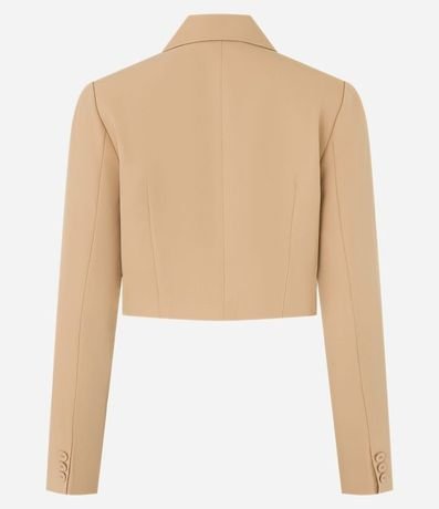 Blazer Cropped en Crepé con Bolsillo Incorporado y Botones Forrados en los Puños 6