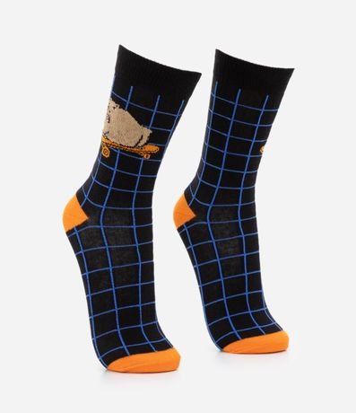 Media Caña Larga en Algodón con Estampa Carpincho Skate 2