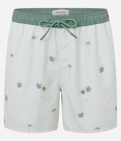 Bermuda en Microfibra con Cintura Contrastante Textura y Estampa de Cocoteros 6