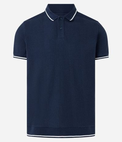 Polo Regular en Media Malla con Textura Rayada y Detalles Contrastantes 5