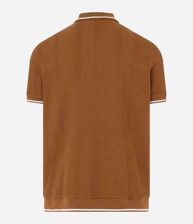 Polo Regular en Media Malla con Textura Rayada y Detalles Contrastantes 9