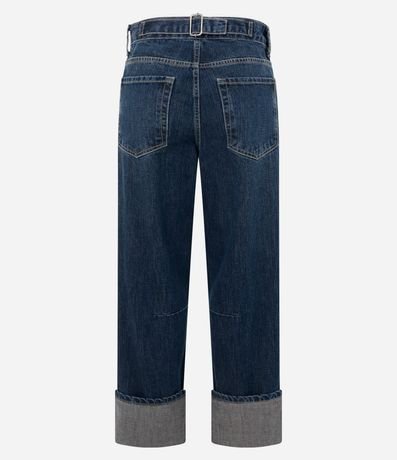 Pantalón Recto en Jeans con Cinta Hebilla y Bajo Plegado 7