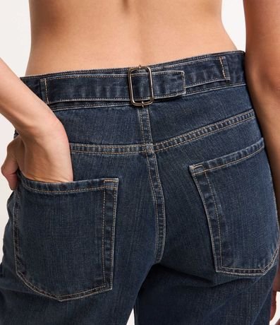 Pantalón Recto en Jeans con Cinta Hebilla y Bajo Plegado 5