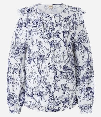 Blusa en Viscosa con Volado en el Cuello y Estampa Floral 5