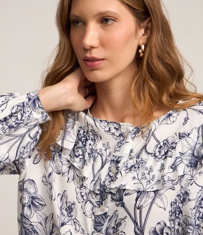 Blusa en Viscosa con Volado en el Cuello y Estampa Floral 3