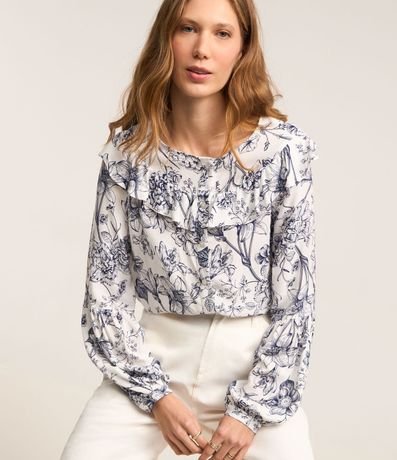 Blusa en Viscosa con Volado en el Cuello y Estampa Floral 4