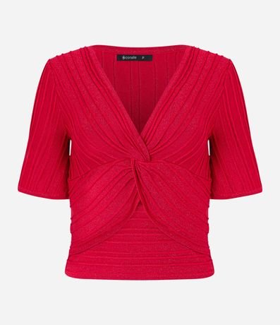 Blusa de Punto con Hilo Metalizado y Busto Torcido 3