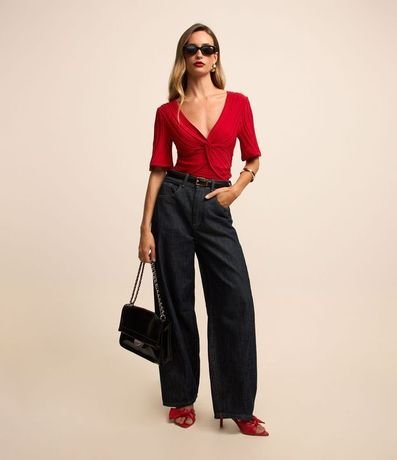 Blusa de Punto con Hilo Metalizado y Busto Torcido