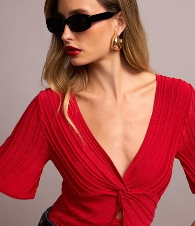 Blusa de Punto con Hilo Metalizado y Busto Torcido 2