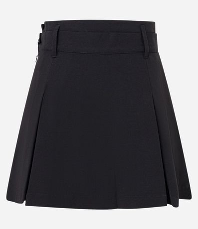 Short Pollera en Sastrería con Cintura Doble y Pliegues
