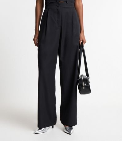 Pantalón Recto Sastrería con Raya de Tiza y Bolsillos Cargos 2