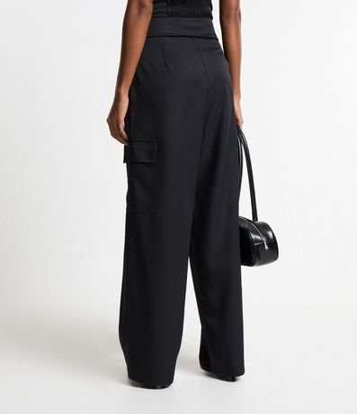 Pantalón Recto Sastrería con Raya de Tiza y Bolsillos Cargos 3