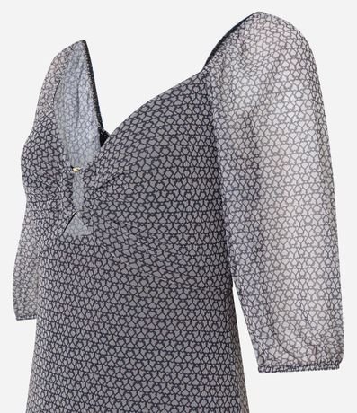 Vestido Midi en Tul con Estampa Abstracta y Volados 8