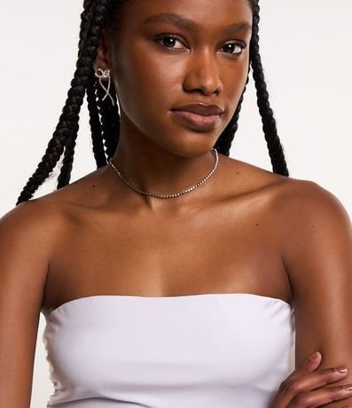 Vestido Midi sin Breteles en Media Malla con Fruncido Lateral 4