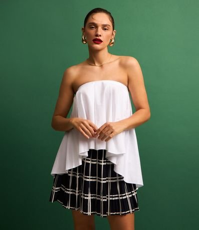 Blusa sin Breteles en Tricolina con Pliegue Delantero y Modelo Amplio