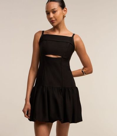 Vestido Balonê Alfaiatado con Cremallera en la Espalda y Pollera con Volumen 2